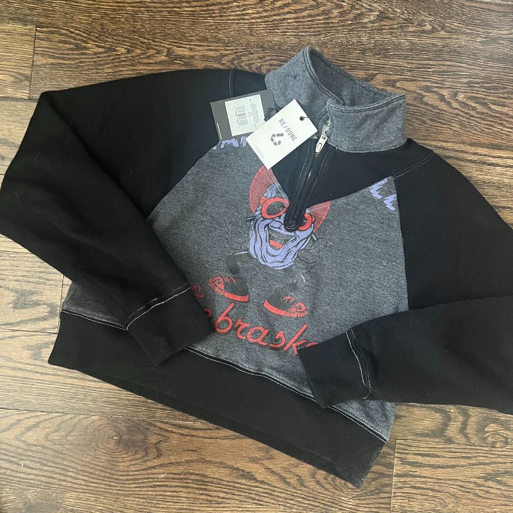 New with Tags - RE/DONE Women's Black and Grey Hoodie